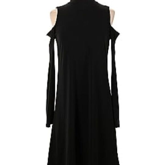 Elegant Black Cold Shoulder Dress - Picture 1 of 4